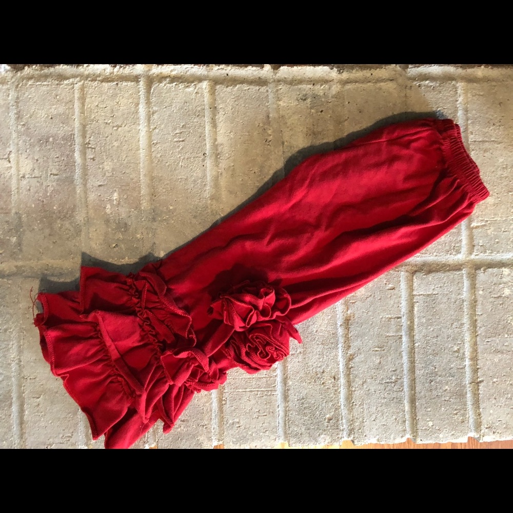 Red ruffle pants